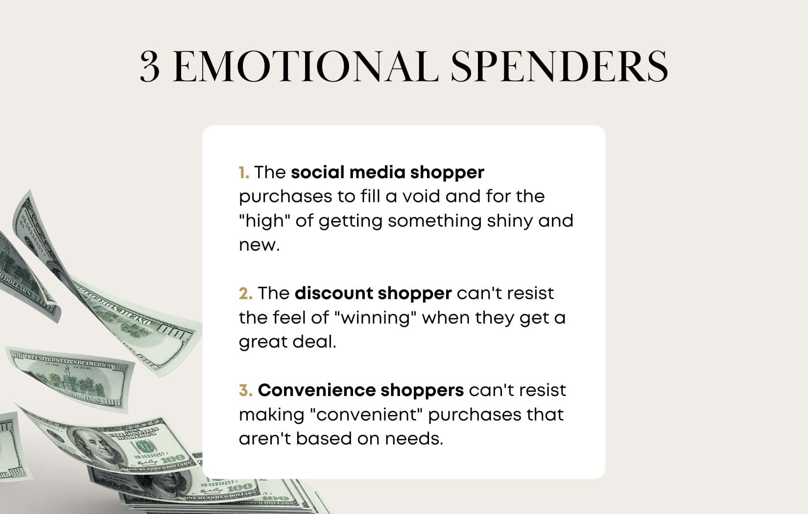 There are three main situations where people overspend, all based on emotions