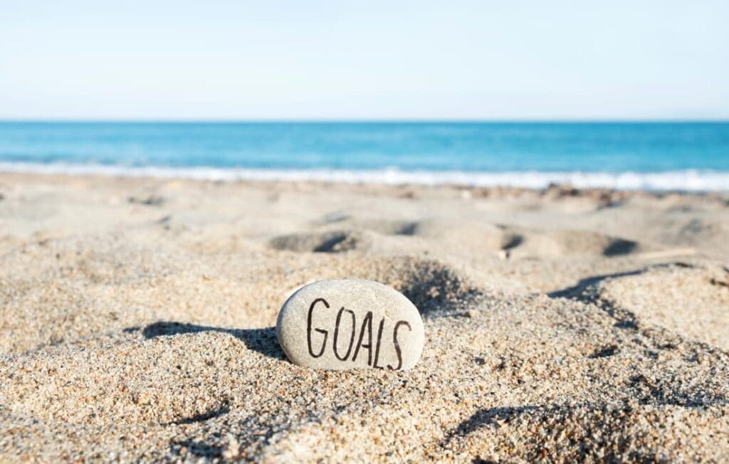 goals stone on the beach